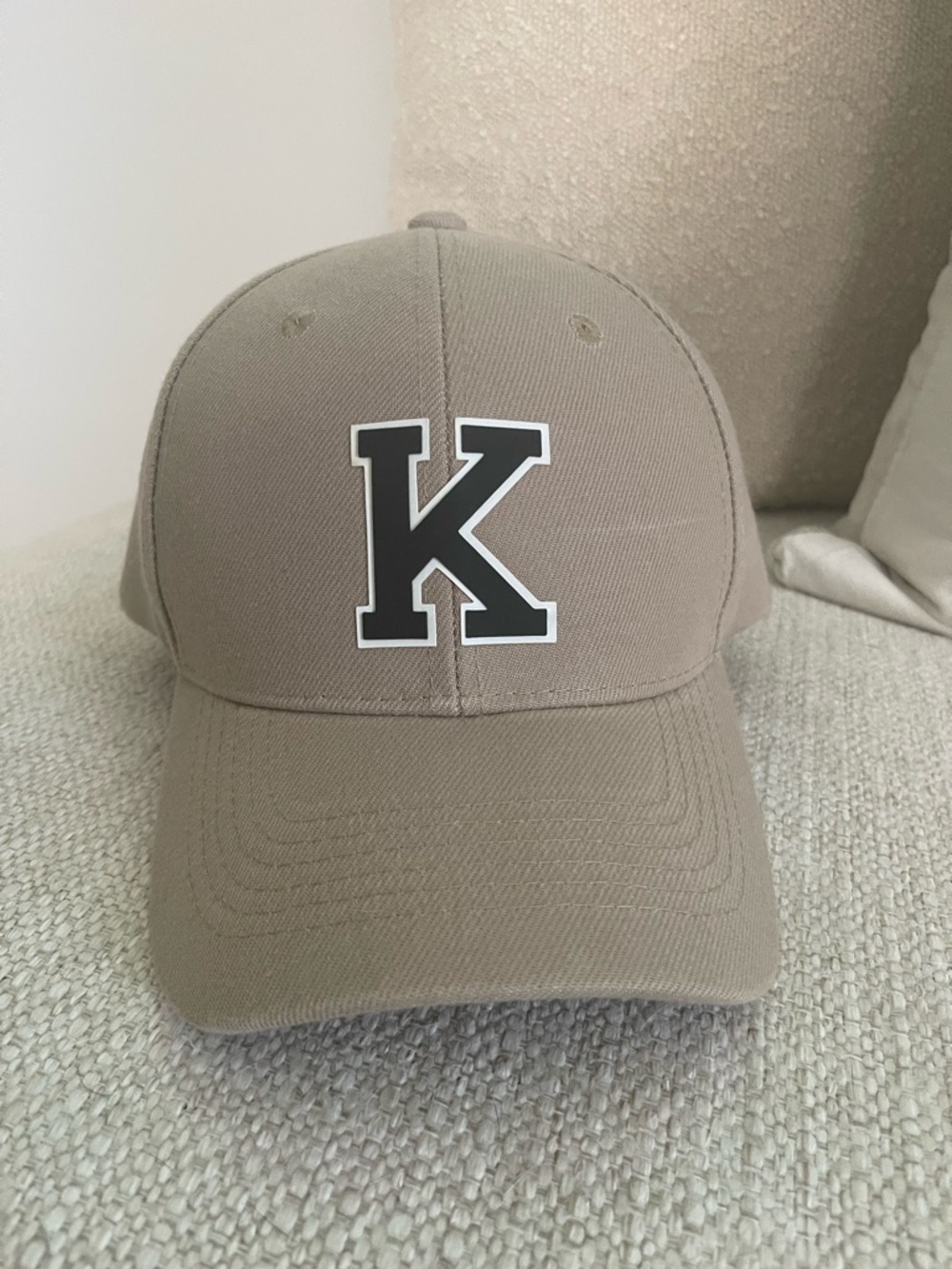 K Initial Baseball Cap - Taupe